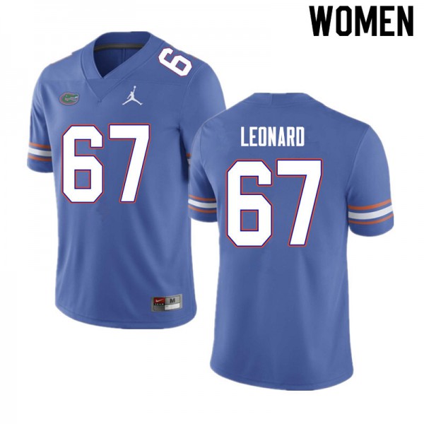 Women #67 Richie Leonard Florida Gators College Football Jersey Blue